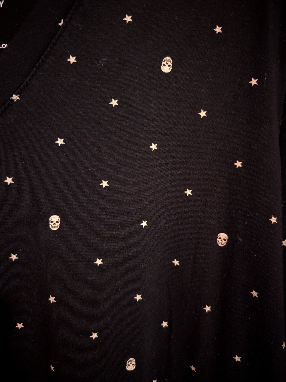 Favorite Tunic Super Soft V-Neck Side Slit Tee- Skulls And Stars - Picture 3 of 4